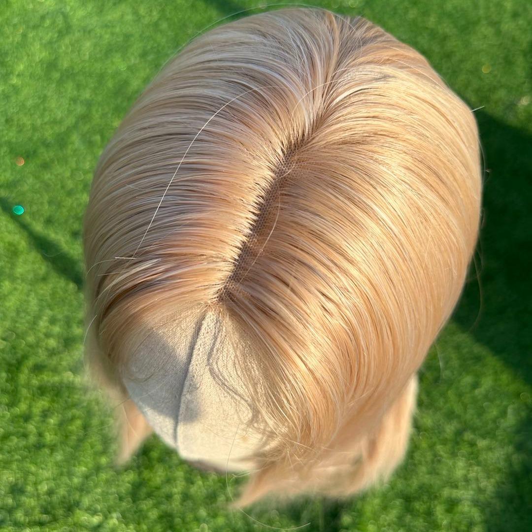 Stella-Wigked Nano Lace 26 Inches Ultimate Mixed Blonde , Layered Long Style, Middle Part with Baby Hairs.