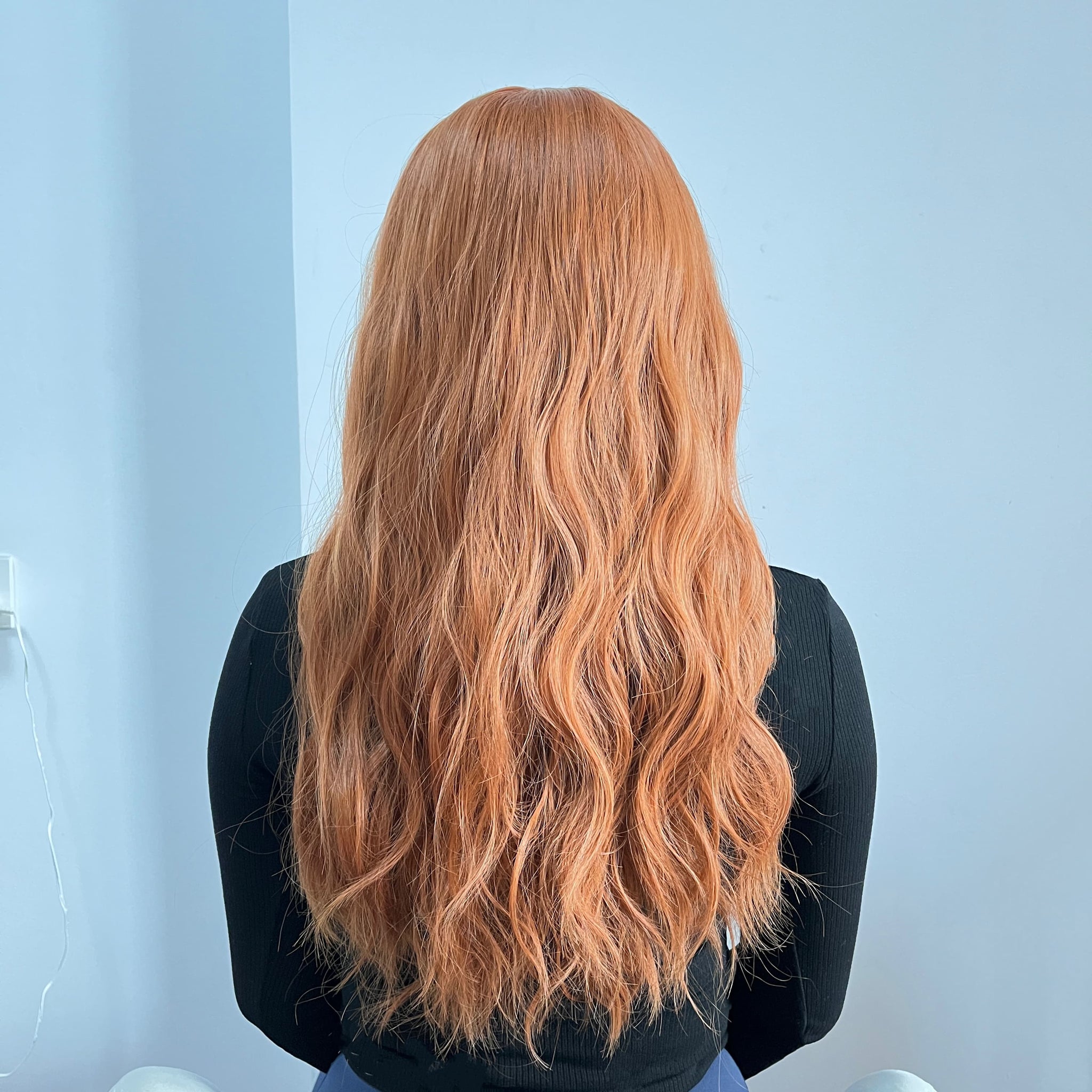 【Amber】26 Inch Copper Long Curly Synthetic HairWigs, With Bangs, for Daily, Party or Cosplay Use, Adjustable&Glueluess, USA Stocked