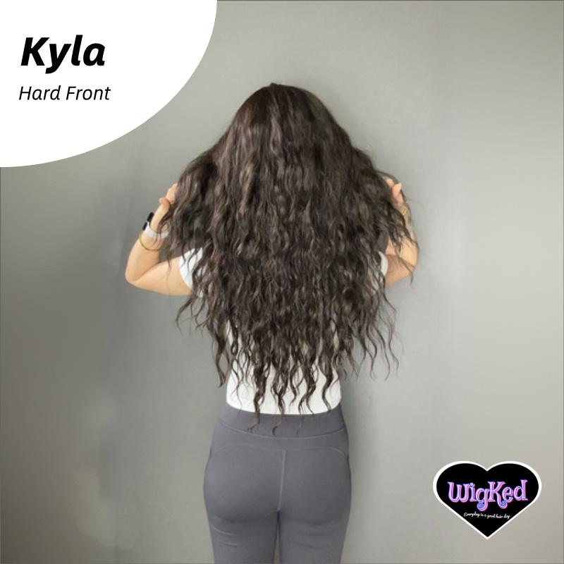 【Kyla】30 Inch Off Black With Small Water Curls Synthetic HairWigs, Middle Part, for Daily, Party or Cosplay Use, Adjustable&Glueluess, USA Stocked