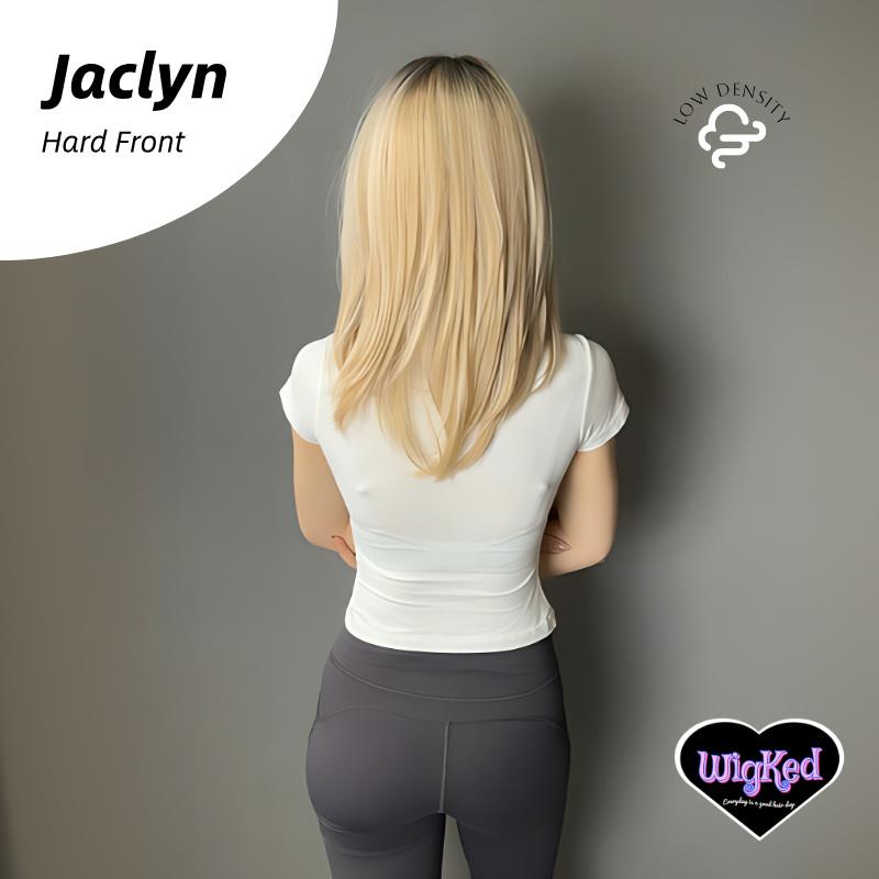 【Jaclyn】16 Inch Low Density Mixed Blonde Wolfcut Straight Synthetic HairWigs, With Curtain Bangs and Dark Roots, for Daily, Party or Cosplay Use, Adjustable&Glueluess, USA Stocked