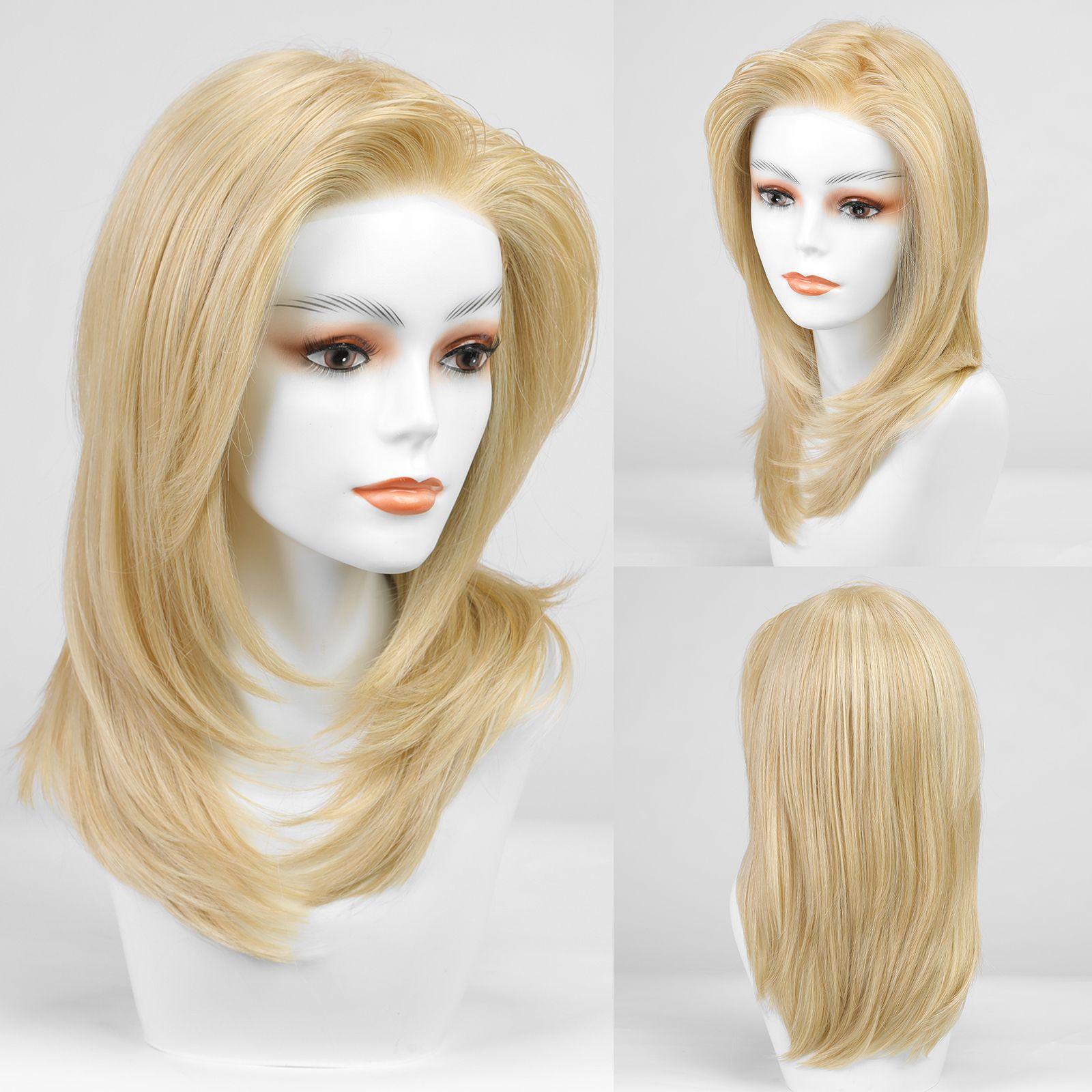【Kate】MONO Monofilament Handmade Wig 6*5 Full Monofilament Hand Tied Top WIg 16 Inch Pure Blonde Straight Layered Mono Lace Wig