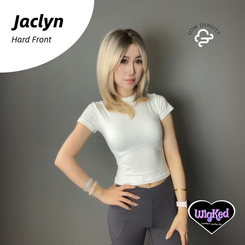 【Jaclyn】16 Inch Low Density Mixed Blonde Wolfcut Straight Synthetic HairWigs, With Curtain Bangs and Dark Roots, for Daily, Party or Cosplay Use, Adjustable&Glueluess, USA Stocked