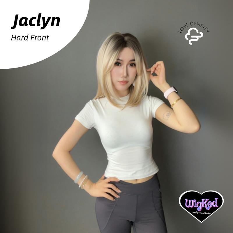 【Jaclyn】16 Inch Low Density Mixed Blonde Wolfcut Straight Synthetic HairWigs, With Curtain Bangs and Dark Roots, for Daily, Party or Cosplay Use, Adjustable&Glueluess, USA Stocked