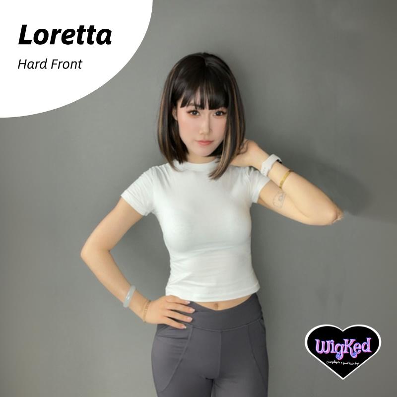 【Loretta】12 Inch Dark Brown with Blonde Highlights Short Straight Bob Synthetic HairWigs, With Straight Bangs, for Daily, Party or Cosplay Use, Adjustable&Glueluess, USA Stocked