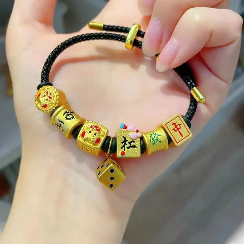 【B0116】Sand gold beads wire rope bracelet