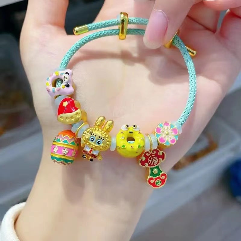 【B0116】Sand gold beads wire rope bracelet