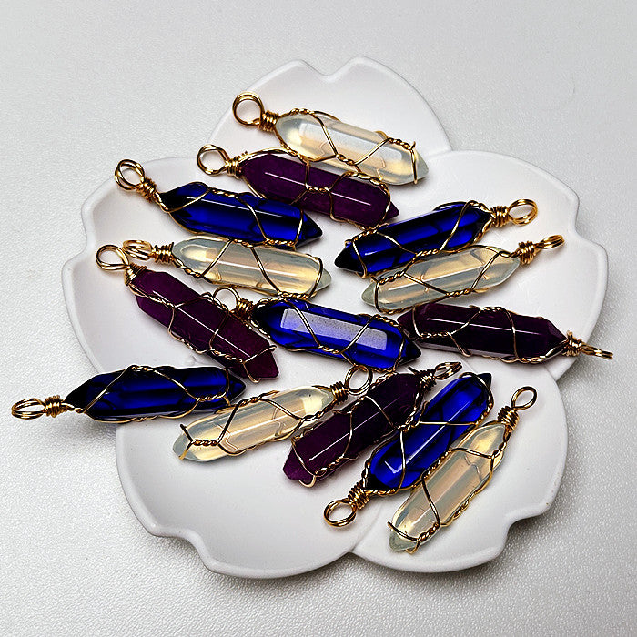 【D601】Ocean Heart Crystal Pillar DIY charm