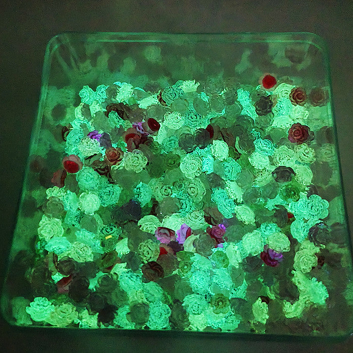 【A02】Glow Red Rose Mixed resin DIY Nail