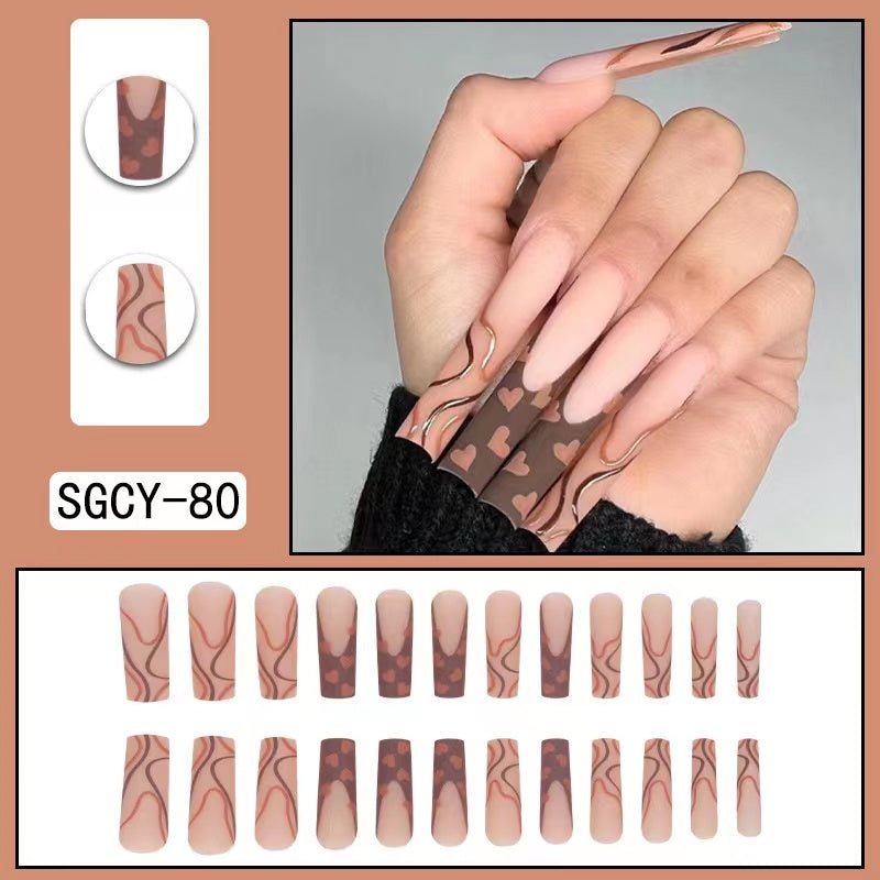 【B102】 DIY Nail Long ballet nail removable fake nail patch tip nail nail patch press on nails