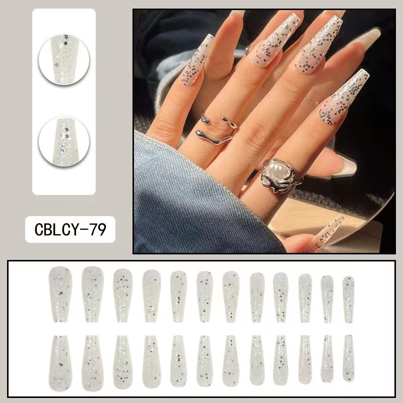 【B102】 DIY Nail Long ballet nail removable fake nail patch tip nail nail patch press on nails