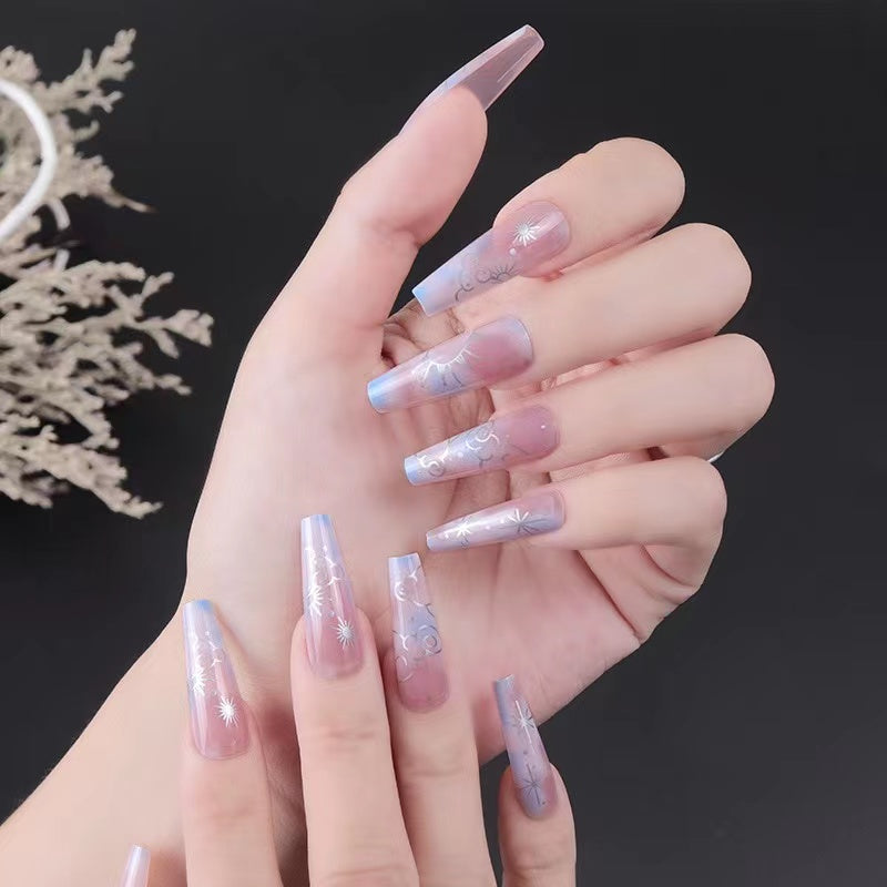 【B102】 DIY Nail Long ballet nail removable fake nail patch tip nail nail patch press on nails