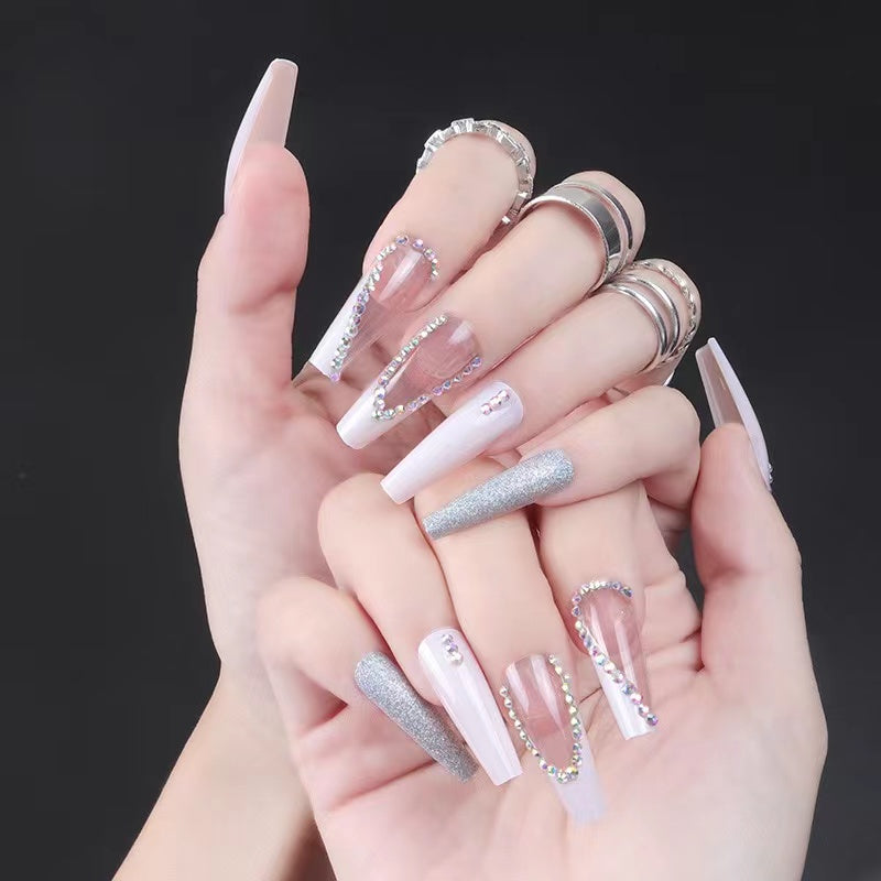 【B102】 DIY Nail Long ballet nail removable fake nail patch tip nail nail patch press on nails