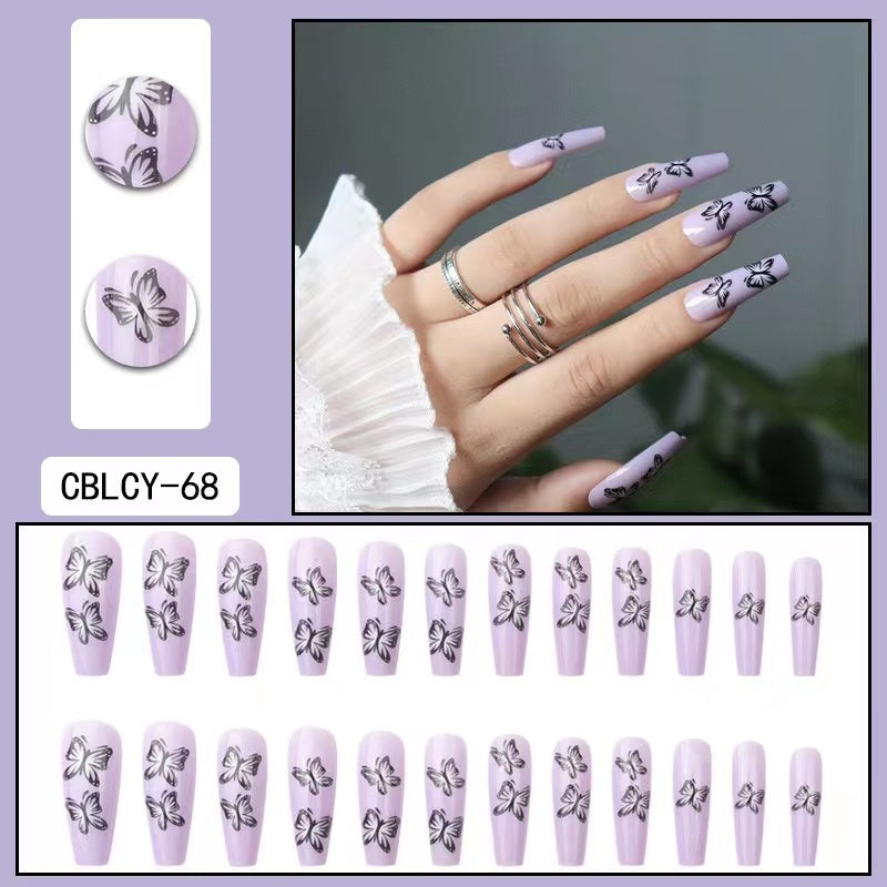 【B102】 DIY Nail Long ballet nail removable fake nail patch tip nail nail patch press on nails
