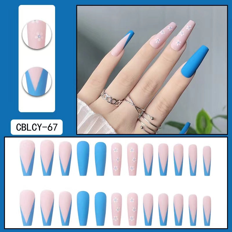 【B102】 DIY Nail Long ballet nail removable fake nail patch tip nail nail patch press on nails