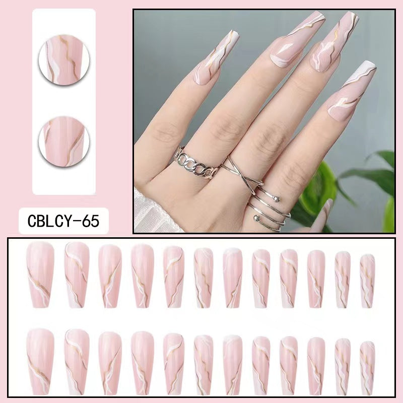 【B102】 DIY Nail Long ballet nail removable fake nail patch tip nail nail patch press on nails