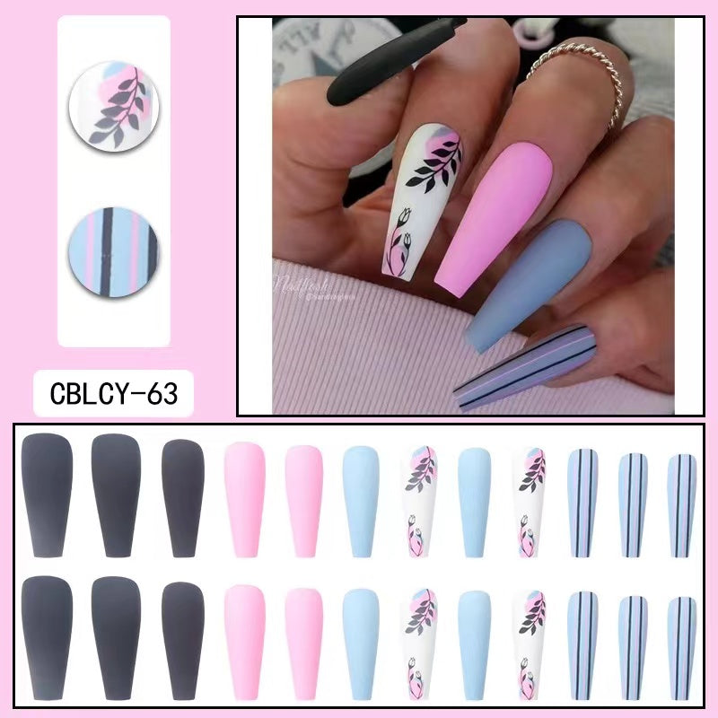 【B102】 DIY Nail Long ballet nail removable fake nail patch tip nail nail patch press on nails