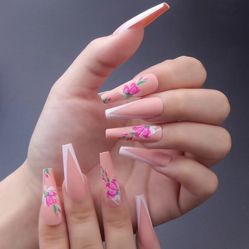 【B102】 DIY Nail Long ballet nail removable fake nail patch tip nail nail patch press on nails