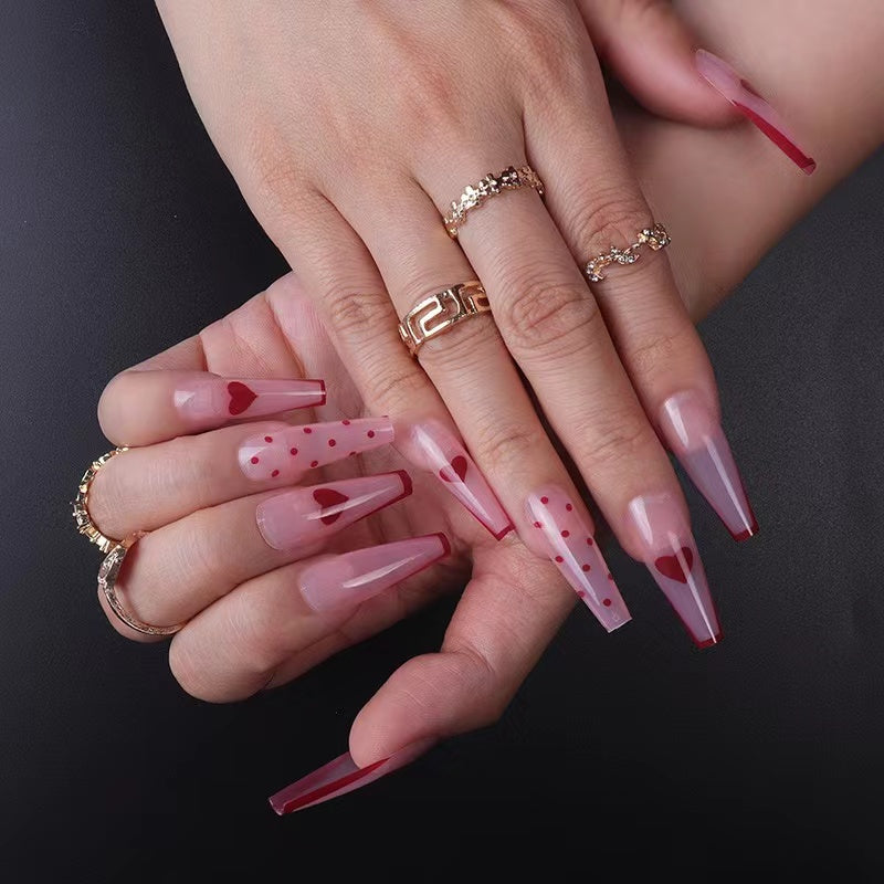 【B102】 DIY Nail Long ballet nail removable fake nail patch tip nail nail patch press on nails