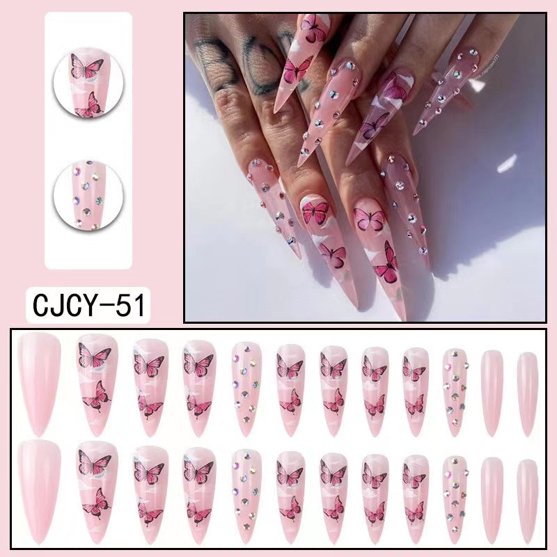【B102】 DIY Nail Long ballet nail removable fake nail patch tip nail nail patch press on nails