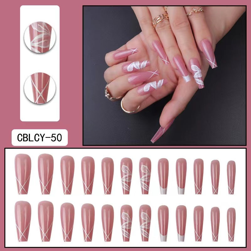 【B102】 DIY Nail Long ballet nail removable fake nail patch tip nail nail patch press on nails