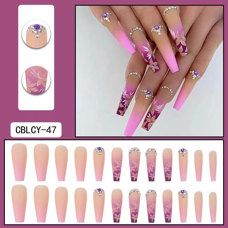 【B102】 DIY Nail Long ballet nail removable fake nail patch tip nail nail patch press on nails