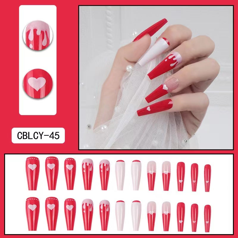 【B102】 DIY Nail Long ballet nail removable fake nail patch tip nail nail patch press on nails