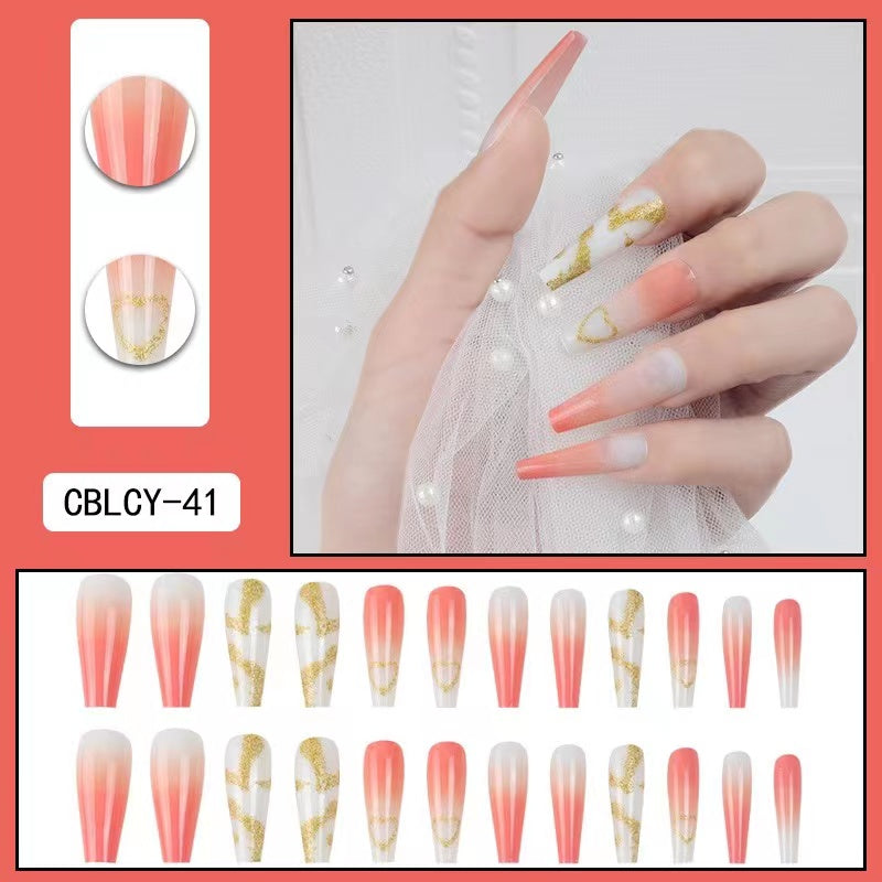 【B102】 DIY Nail Long ballet nail removable fake nail patch tip nail nail patch press on nails