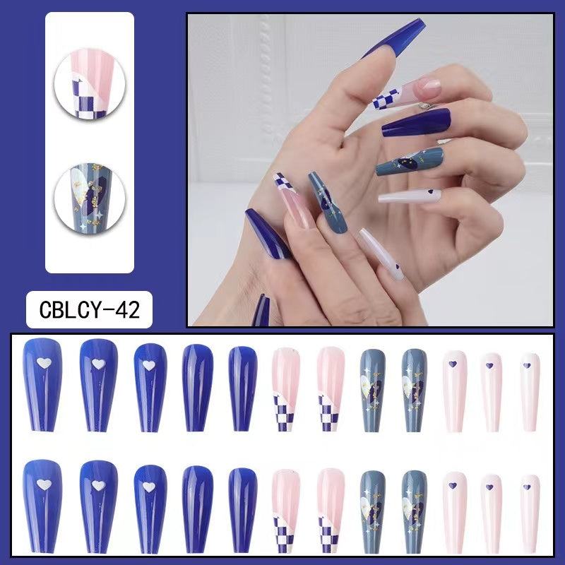 【B102】 DIY Nail Long ballet nail removable fake nail patch tip nail nail patch press on nails