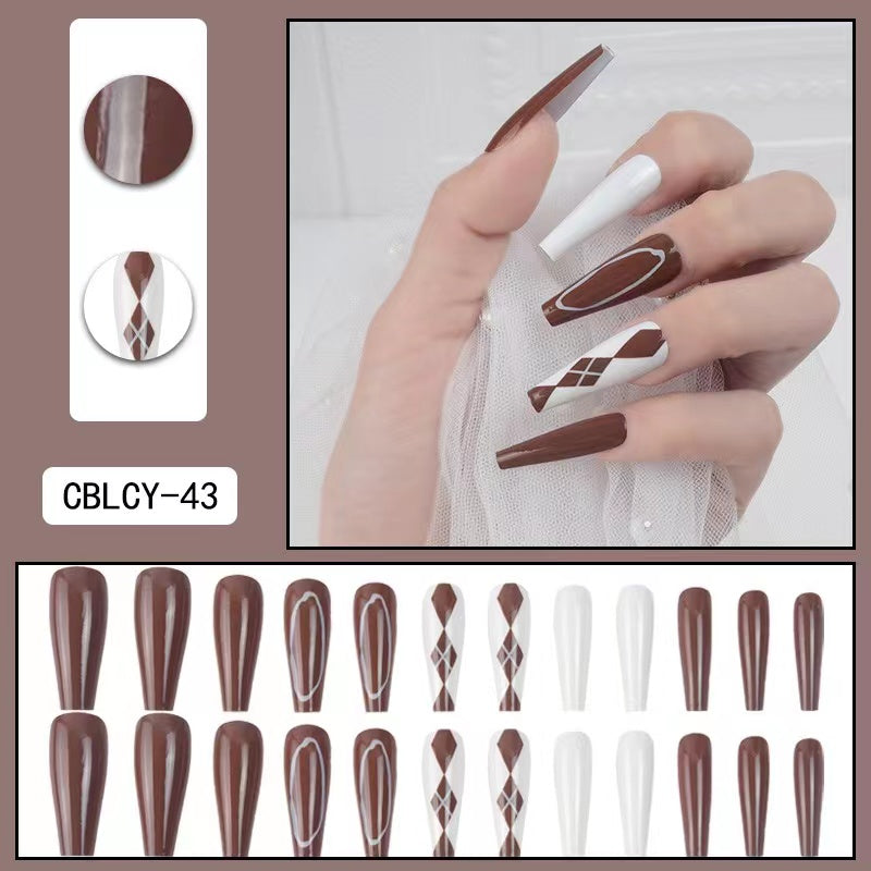 【B102】 DIY Nail Long ballet nail removable fake nail patch tip nail nail patch press on nails