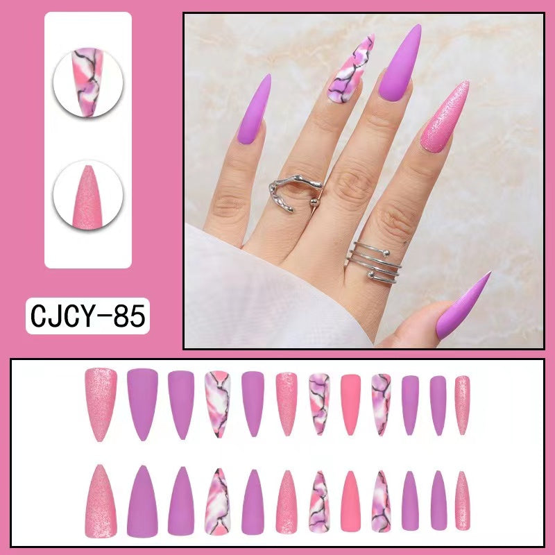 【B102】 DIY Nail Long ballet nail removable fake nail patch tip nail nail patch press on nails