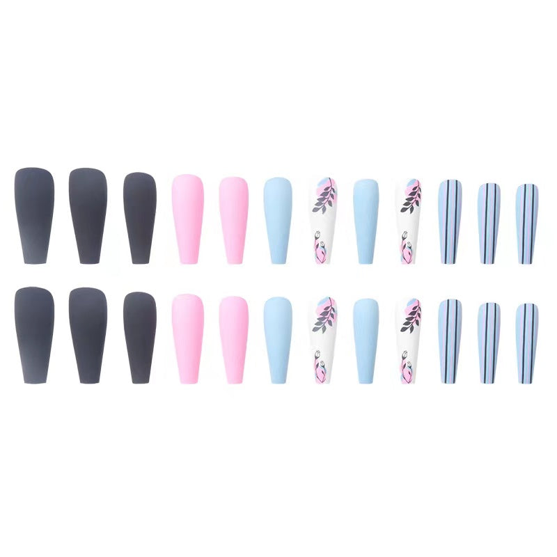 【B103】 DIY nail art long candy nail removable fake nail patch tip nail patch pressed nail art