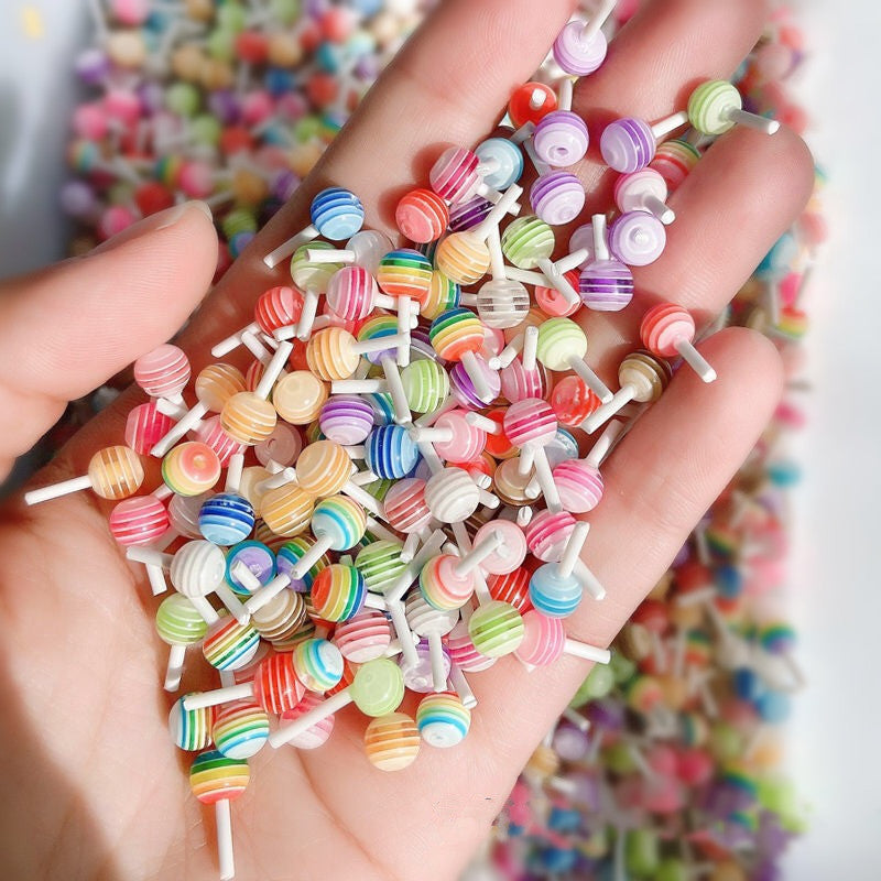 【A058】Rainbow lollipop - DIY Nail